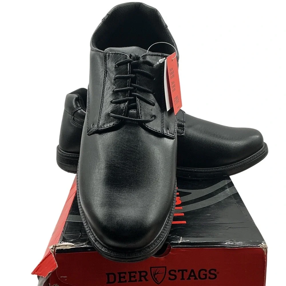 Deer Stags Crown Mens Black Vega Oxford Dress Shoes Slip Resistant Size 13 M